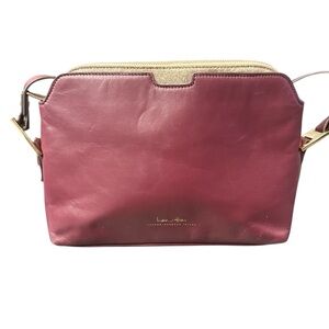 India Hicks Burgundy Crossbody Bag w/ Gold Glitter Insert Pouch Adjustable Strap